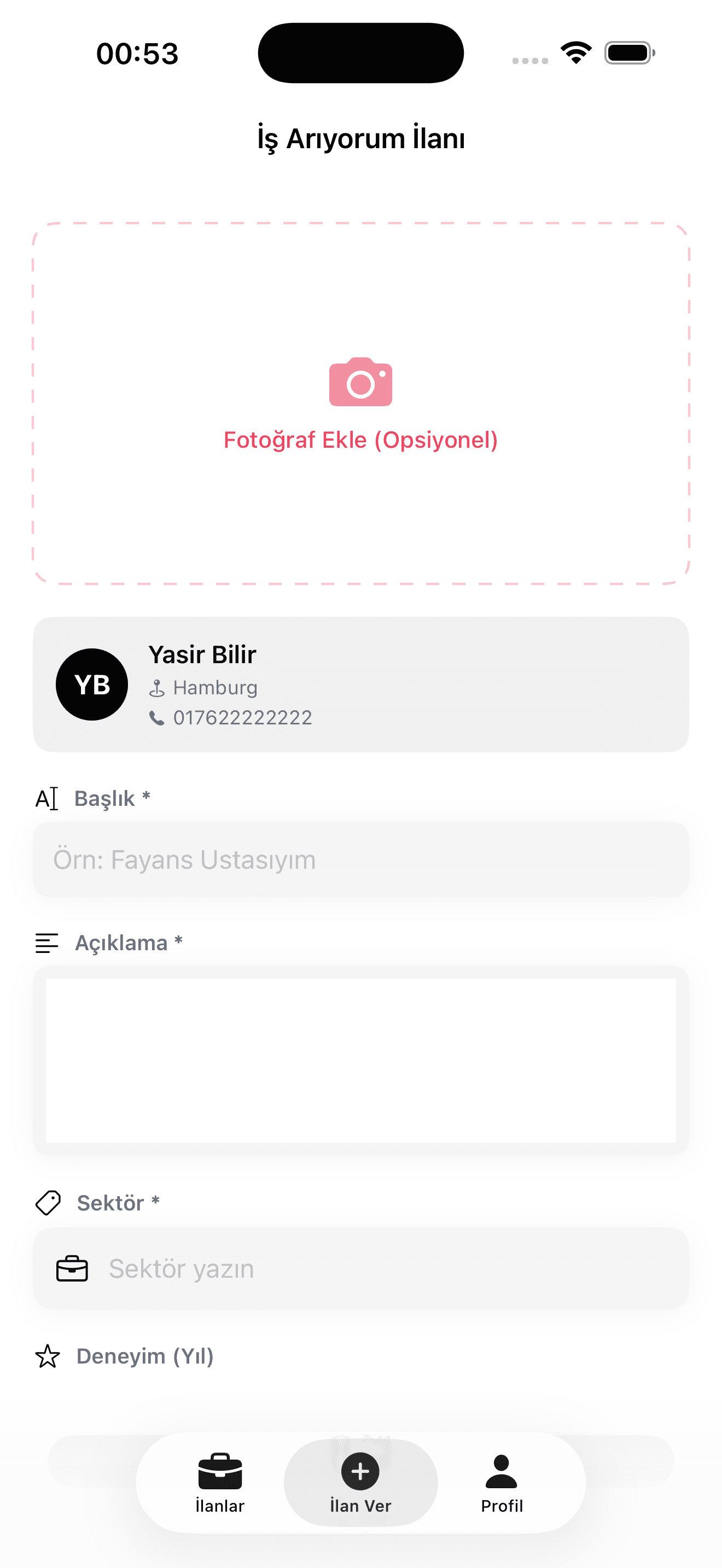 GurJob uygulaması ilan akışı